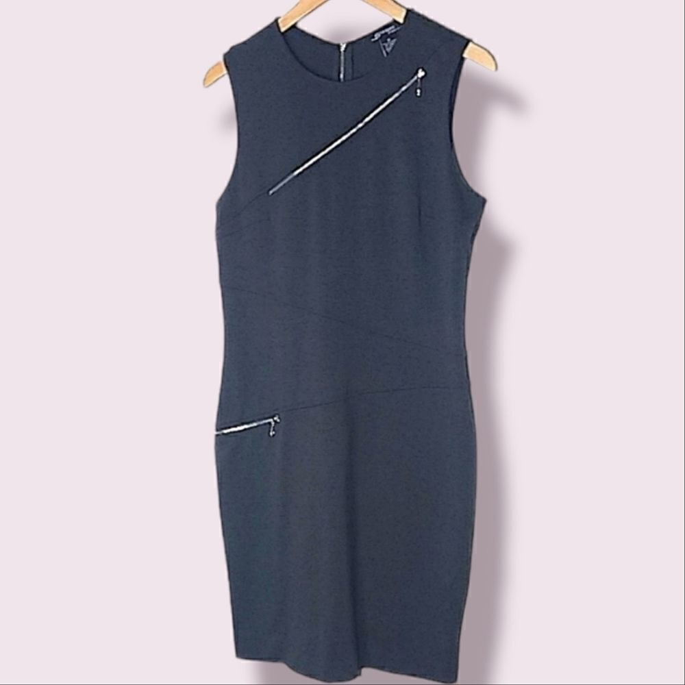 Sharagano Studio Charcoal Grey Fine Knit Shift Dress Size 10